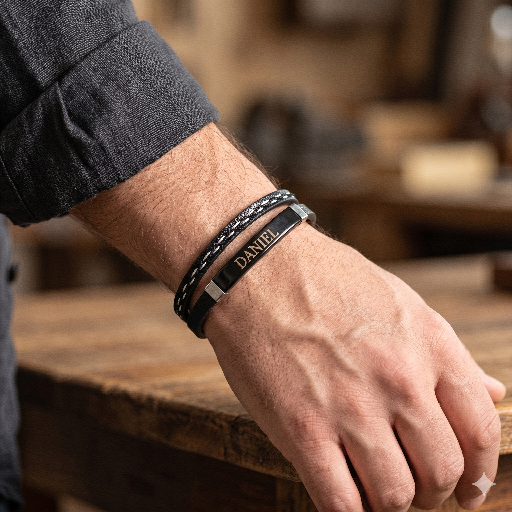 Pulsera de Cuero Doble - Imagen 2